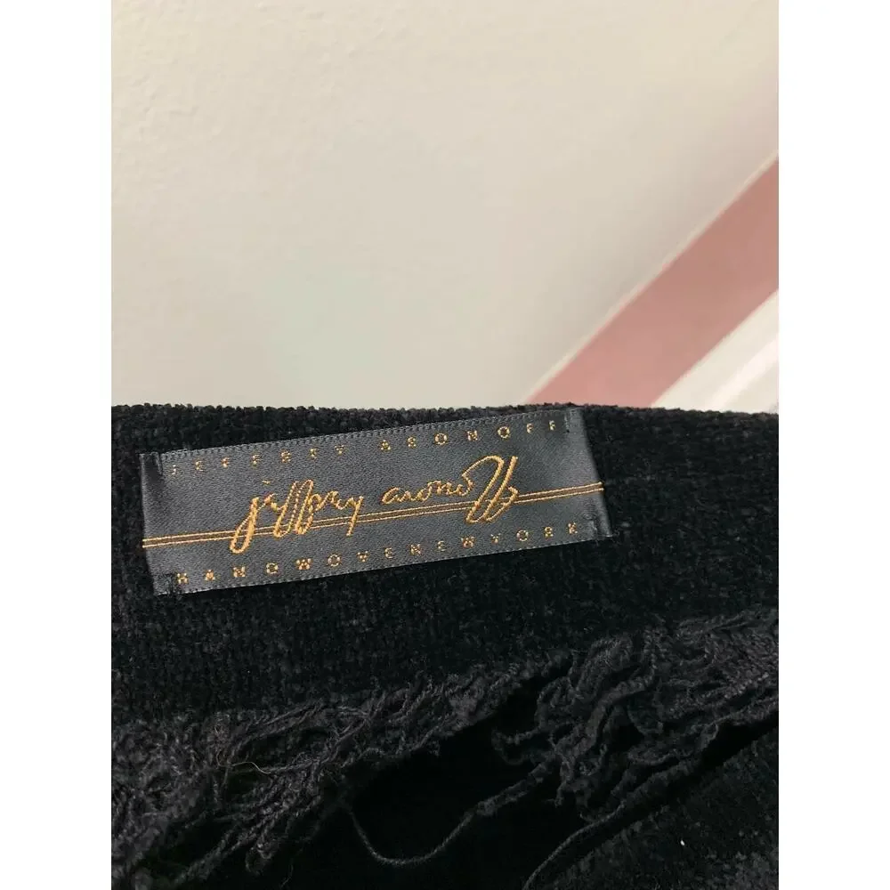 Jeffrey Aronoff Black Fringe Large Heavy Throw Blanket‎